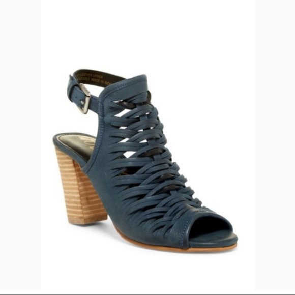 $10 SALE🎉🎉 SAM EDELMAN Women's Blue Leather HOLLY Chunky Slingback Sandals 11 - Picture 1 of 6